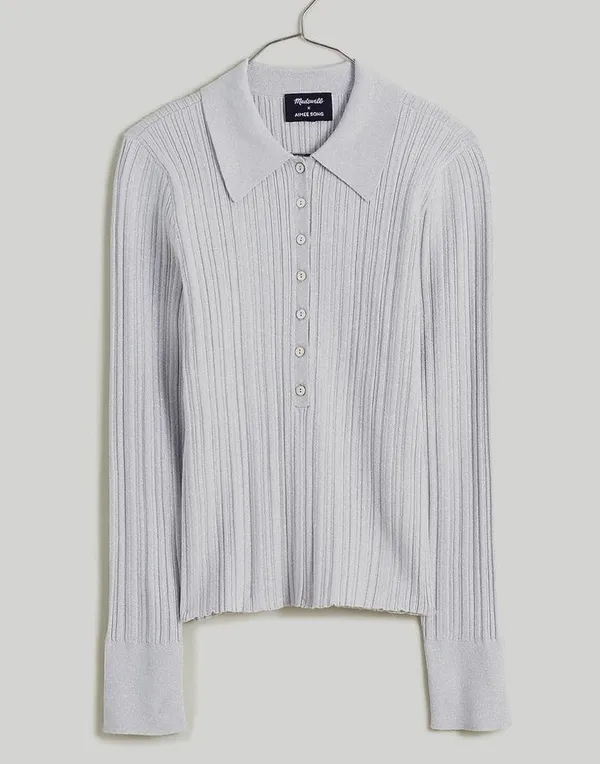 Madewell x Aimee Song Shimmer Polo Sweater Size XS - Image 6