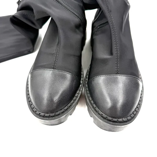 Ovar The Knee Stretchy Boots Slim Fit Combat Boots Round Toe Lycra High Boots - Image 9