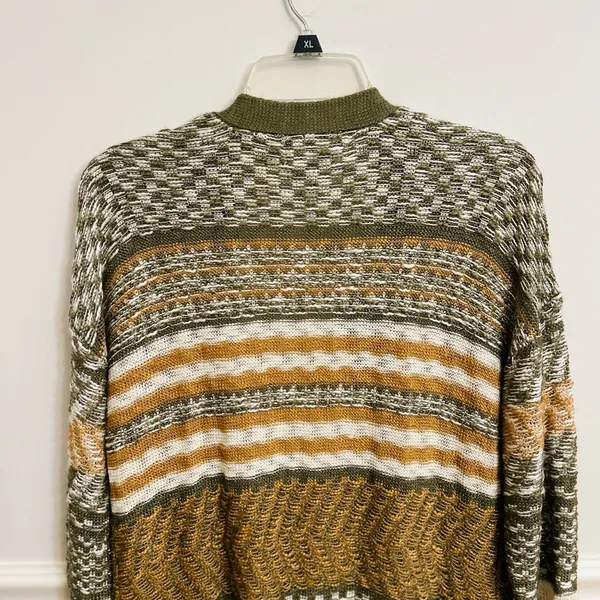 Marled Multi Color Green Yellow White Ribbed Knit Open Cardigan Size Medium - Image 7