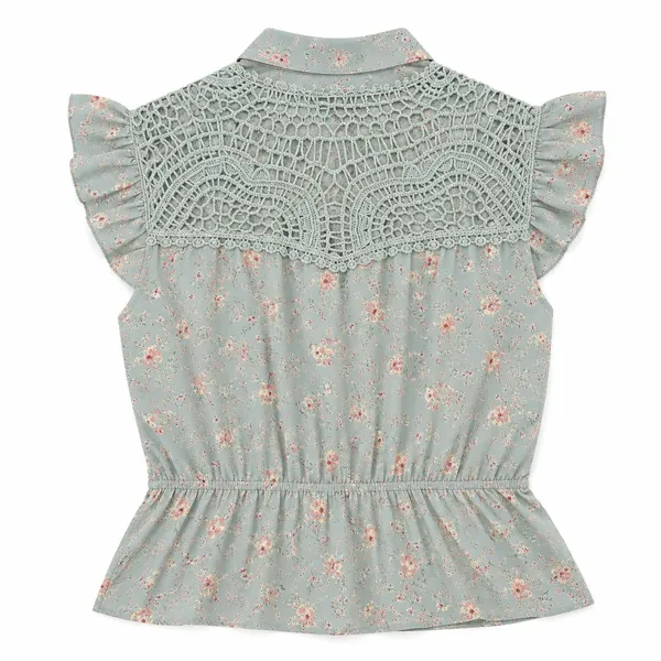 Rue21 Blue Floral Print Collared Top, S - Image 6