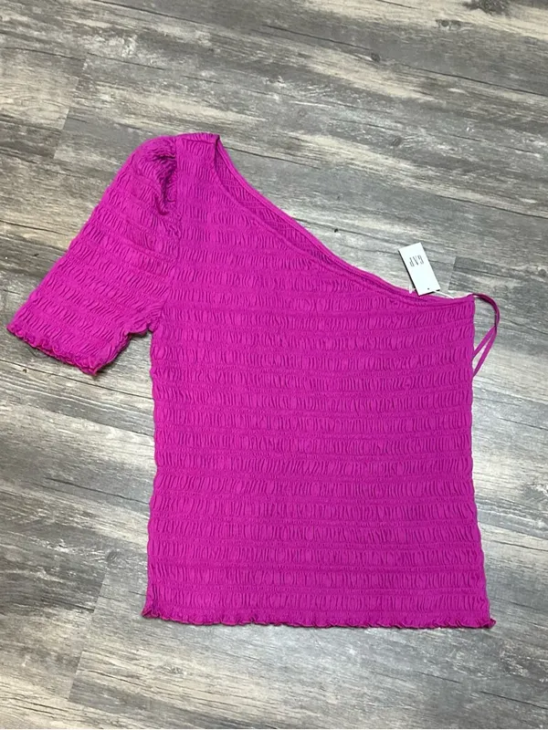 GAP Ruched Diagonal Stitch Knit Top in Bright Pink - Image 2