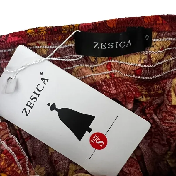 NWT Zesica Halter Floral Maxi Dress Red Boho Tiered Smocked Backless Size S - Image 7