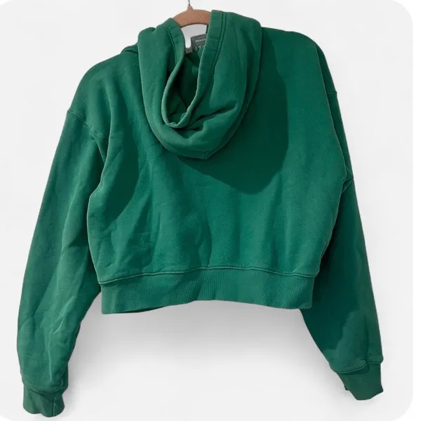 Aritzia TNA Cozy Fleece Green Boyfriend Zip Hoodie Oversized Small - Image 5