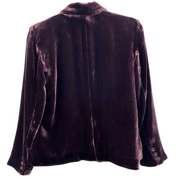 Sundance Plum Silk Blend Velvet Blazer Jacket Sz 4 Petite Notch Lapel Workwear‎ - Image 4
