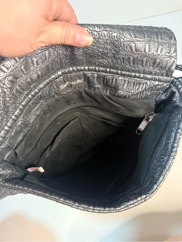 Black Crocodile Embossed Shoulder Bag Handbag - Image 11