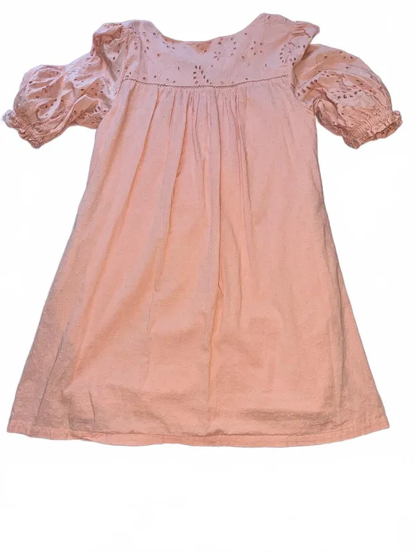 Boho Cottagecore Universal Thread Peach Eyelet Peasant Dress Size S - Image 5