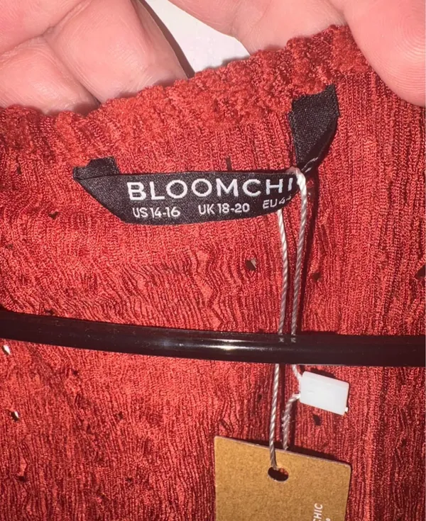 BloomChic long-sleeved top with eyelet details, size 14-16, NWT - Image 3