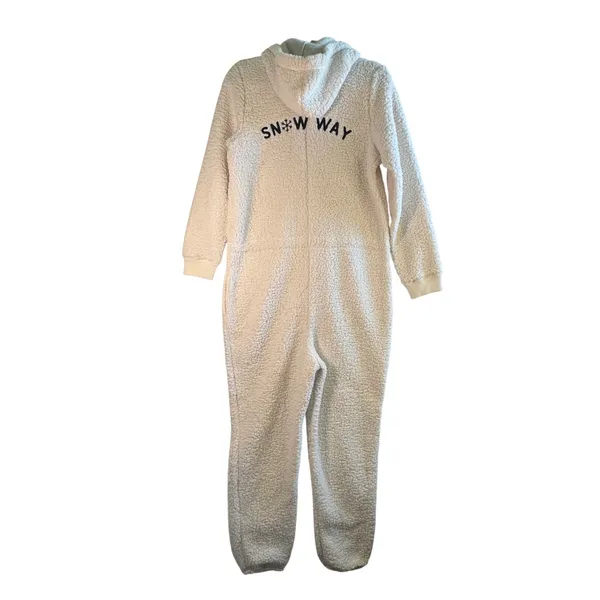 Aerie‎ Sherpa One Piece Pajamas Snow Way Fleece Hooded Onesie Cream White M NWT - Image 2