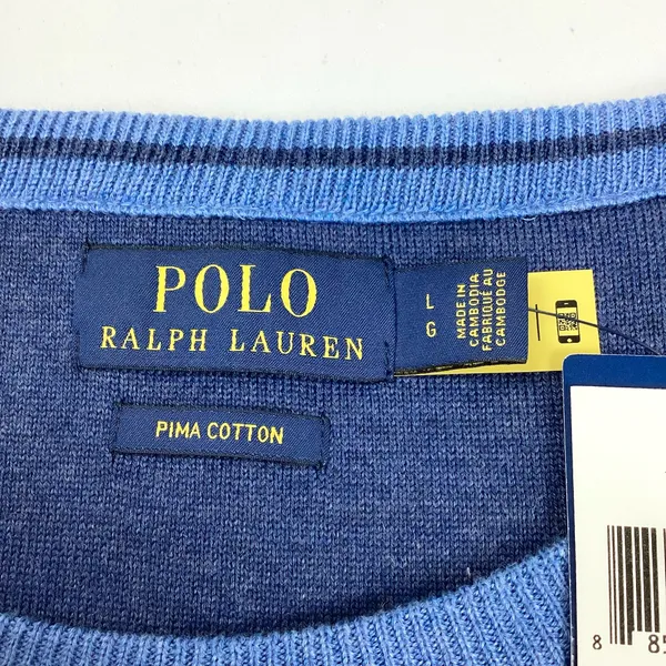 Polo Ralph Lauren Mesh Knit Crewneck Sweater Blue New with tag Cotton Mens Large - Image 4