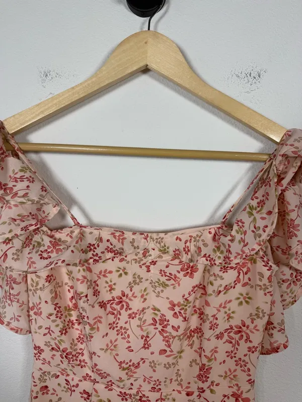 For Love & Lemons Aurora Floral Mini Dress Off Shoulder Ruffle XS - Image 4