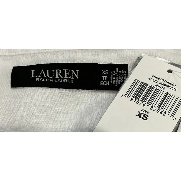 Lauren Ralph Lauren 100% Linen Nautical Graphic Button Down Shirt White XS NWT - Image 7