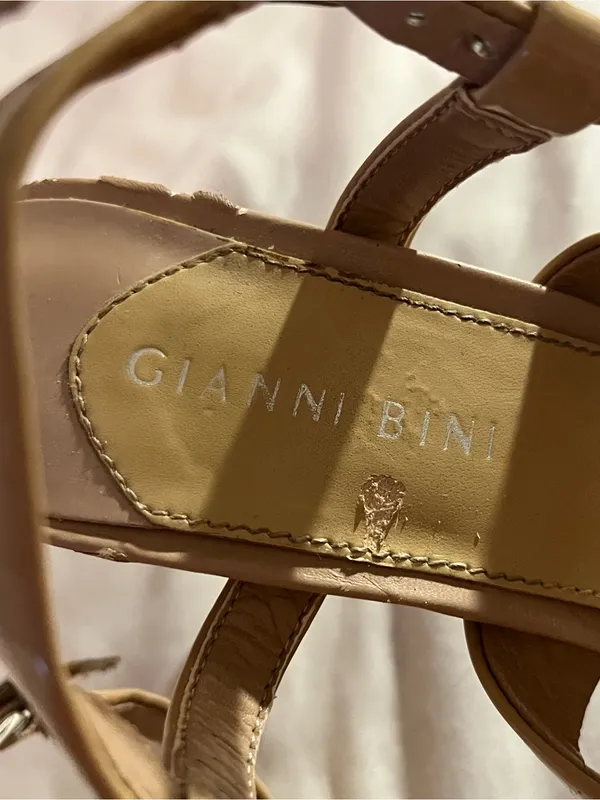 Gianni Bini Nude Patent Platform Strappy Heels - Image 2