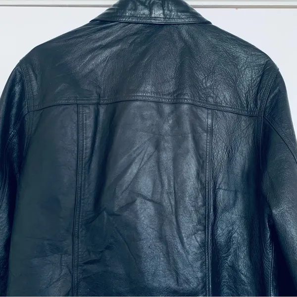 90s Vintage Women's Oversized Black Leather Jacket Size L - Image 11