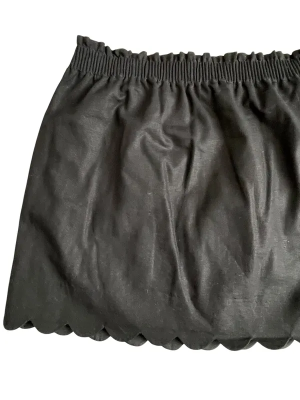 J. Crew Scalloped Side Walk Linen Blend Skirt Women’s Size 12 Black Pull On - Image 7