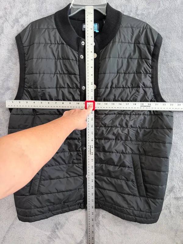 Barbour International Men’s XXL Black Quilted Knit Vest Snap Front - Image 6