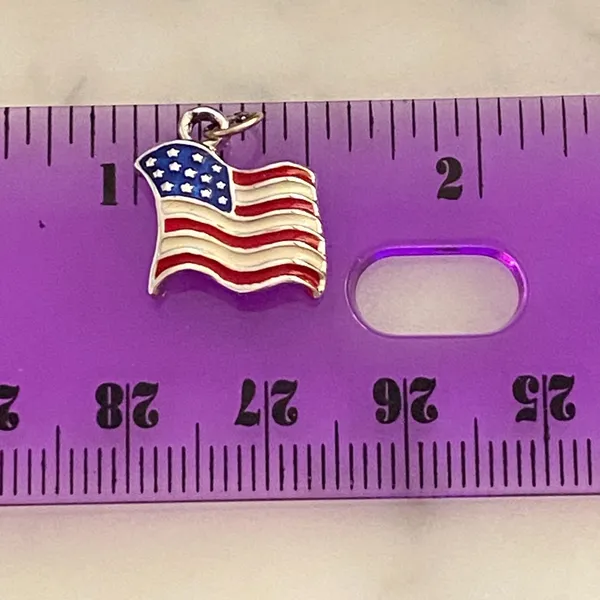 UNITED STATES FLAG Charm Pendant Monet US flag Silver Plated - Image 4