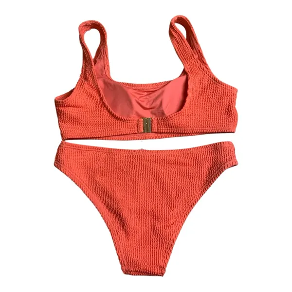 ZYIA size medium new muted peach ribbed Bikini Set orange two piece vaca travel - Image 2