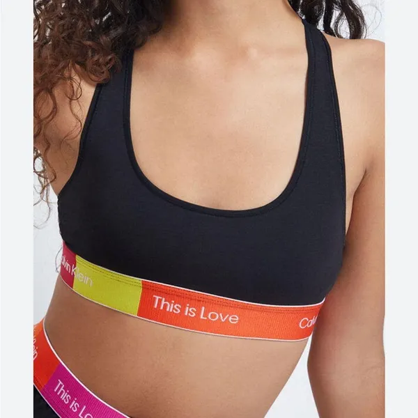 Calvin Klein Womens Size Medium This is Love Black Colorblock Bralette PRIDE - Image 2