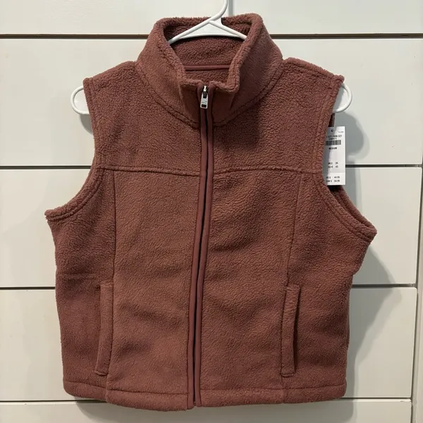 Hollister Mauve Pink Fleece Vest NWT - Image 2