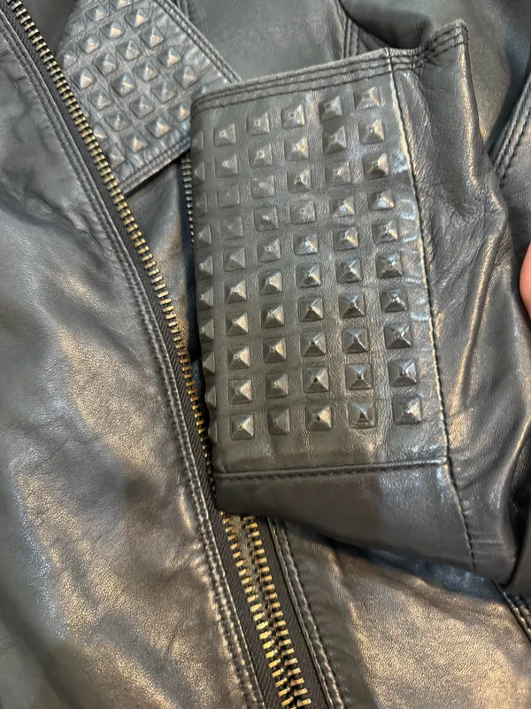 Zara Studded Genuine Leather Jacket Women size M - Image 5