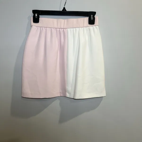 Amanda Uprichard Frankie Mini Skirt Size XS Revolve‎ Pink And White Side Pockets - Image 2