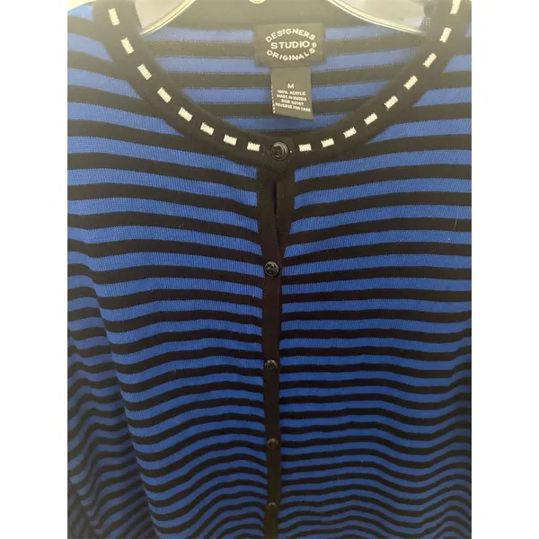 Designers studio Women's Striped Cardigan Sweater Multicolor‎ Size M Long Sleeve - Image 2