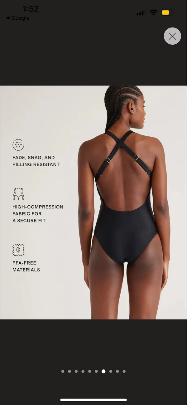 New Quince Cross-Back One-Piece Swimsuit in Black Size Large - Image 8