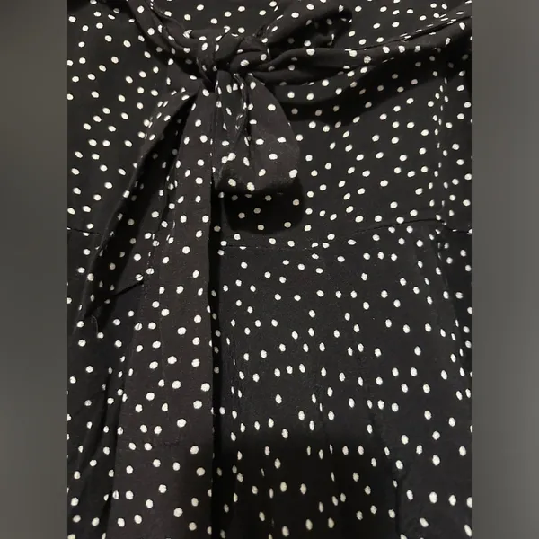 Zara Polka Dot Mini Skort Black and White tie belt size M - Image 2