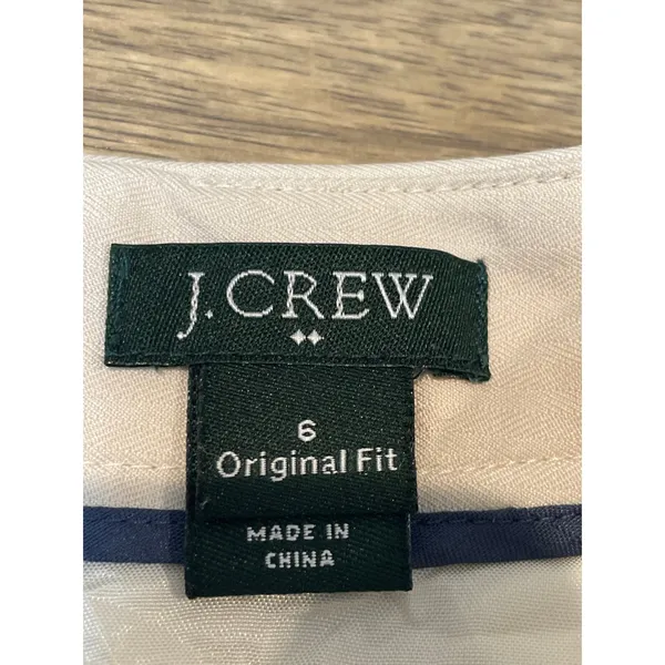J.Crew Original Fit Beige Pencil Skirt Cotton Fully Lined Back Pleat Detail Sz 6 - Image 3