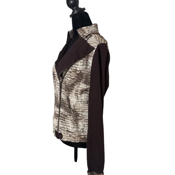 Alberto Makali Moto‎ Biker Jacket Size S Brown Brick Zip Crinkled Statement - Image 6