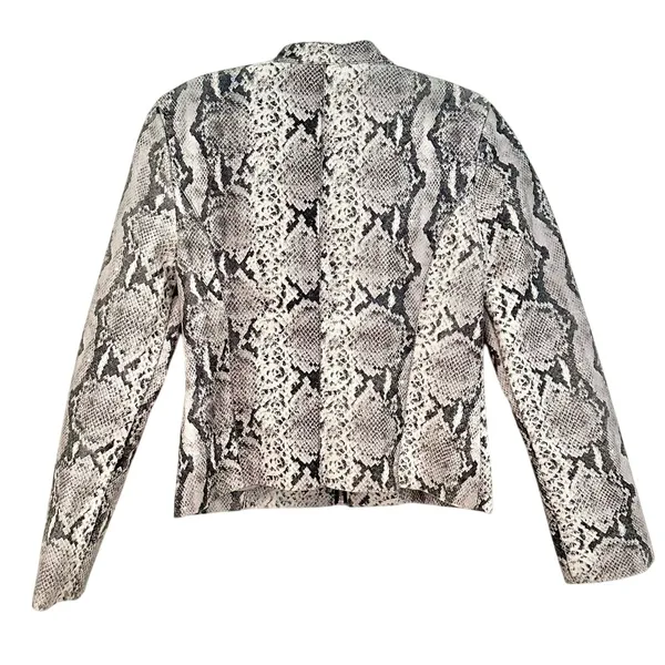 BB Dakota Moto Jacket Women XS Grey Snakeskin Faux Leather Biker Streetwear Edgy - Image 6