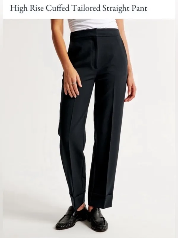 Abercrombie & Fitch High Rise Cuffed Tailored Straight Pants Size 28 Short - Image 3