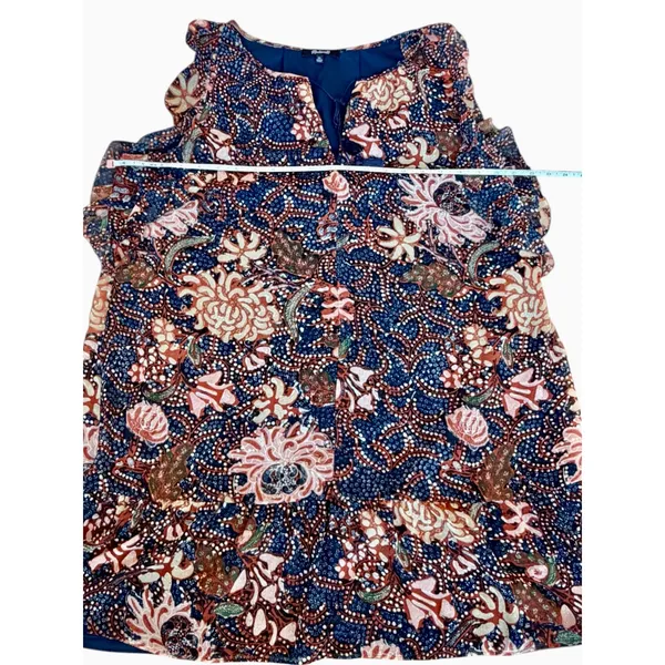 Madewell Boho Floral Ruffle Navy Dress Size XL - Image 8