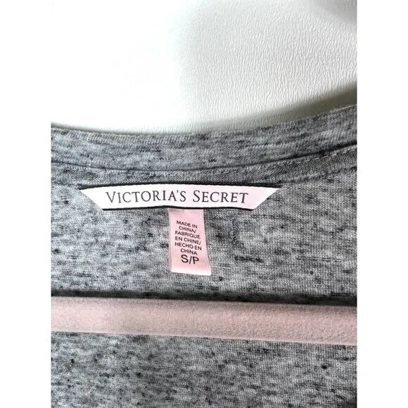 Victorias Secret Grey Heathered Long‎ Sleeve Henley Shirt Womens Small S Relaxed - Image 4