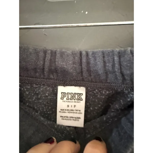 Victoria's Secret PINK Wide Leg Sweatpants Charcoal Gray Graphic Logo Small - Image 5