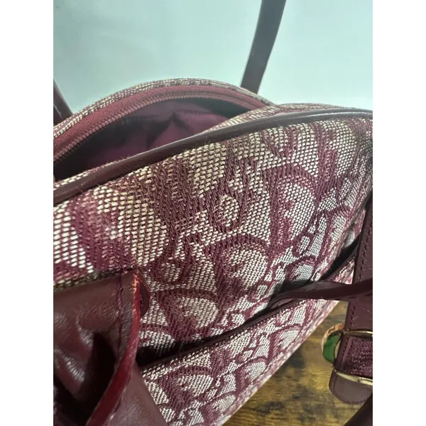 Christian Dior Double Saddle Trotter Satchel Bag Bordeaux Monogram Italy Lock - Image 13