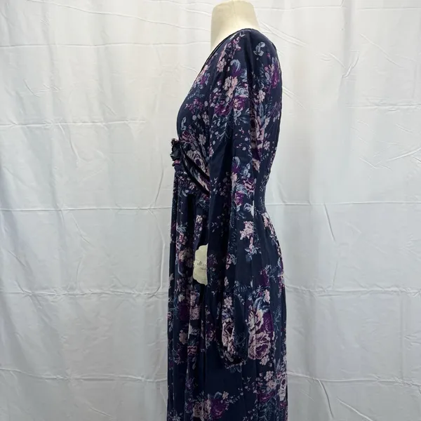 Altar’d State Boho Maxi Dress M Floral Navy Empire Waist Fairy Whimsgoth - Image 10