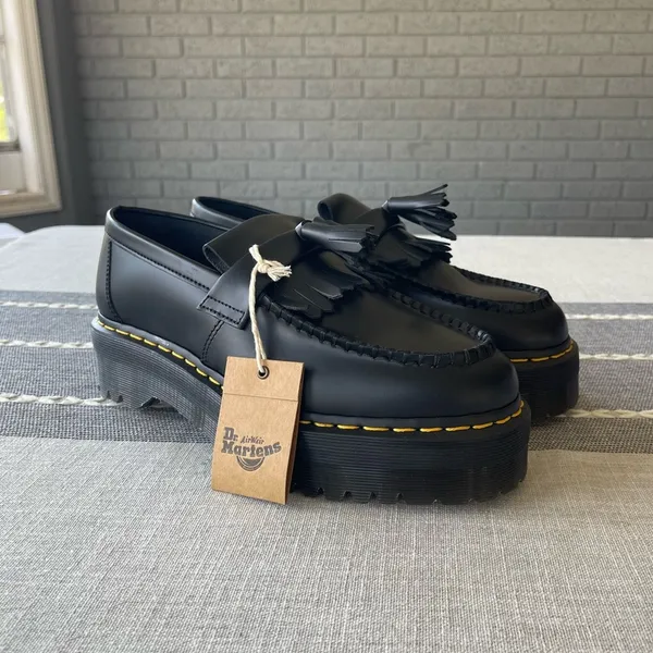 NWT Dr. Martens Adrian Quad Platform Loafers Size 10 Black Leather - Image 4