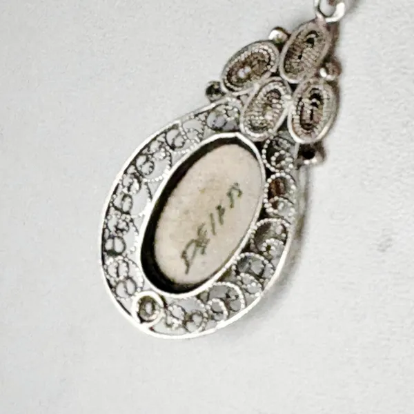 Sterling Silver Filigree Deift Dutch Pendant Signed Deift - Image 5