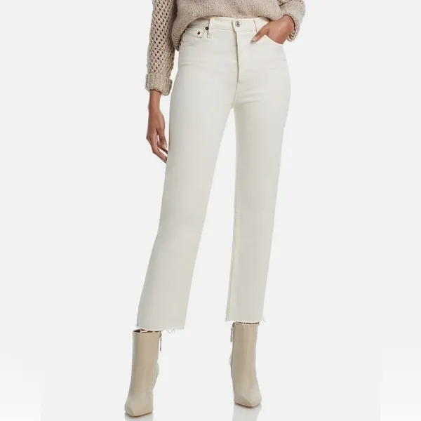 RE/DONE 70s High Rise Stove Pipe‎ Jean in Vintage White Size 25 - Image 8