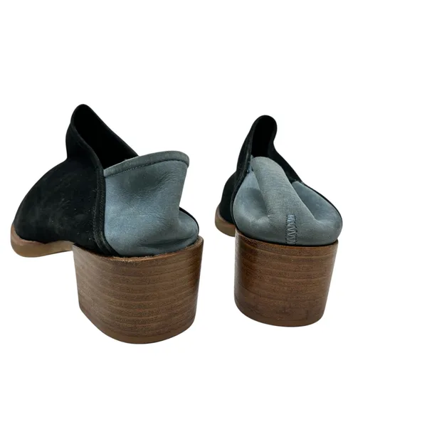 All Black Mules Heel Collapsible Back Slip On Suede Leather Black‎ Blue Sample - Image 9