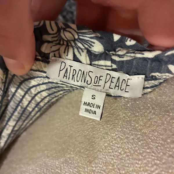 Patrons of Peace Blue White Floral Smocked Tie Strap Midi Dress Small J2020F58 - Image 5