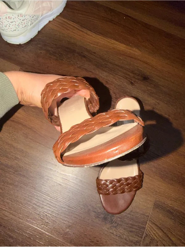 JCREW braided strap Italian leather brown block heels sandal $198 summer party - Image 3