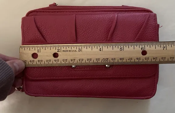 Pink long wallet with snap and zippers lots of compartments with card holder - Image 12