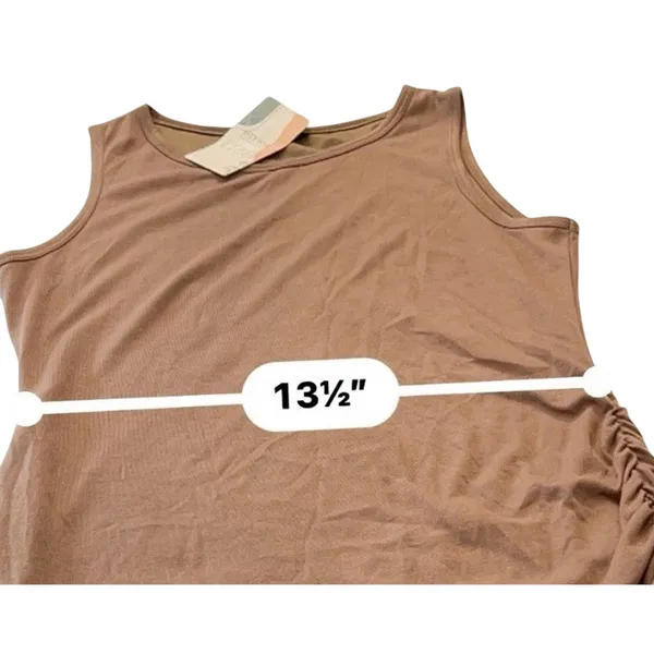 BTFBM Ruched Sleeveless Tank Bodycon Dress Sz Medium Cafe Brown Casual Chic New - Image 12