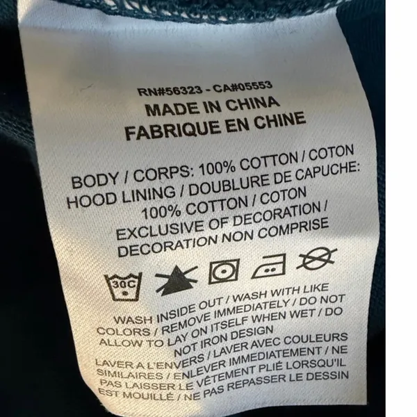 Nike Women’s Blue Cropped Hoodie with Hood and Drawstrings Size L - Image 3
