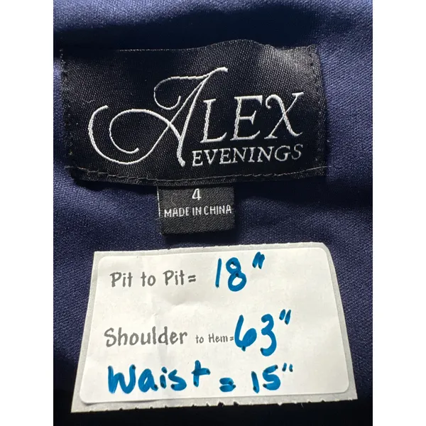 Alex Evenings Navy Blue Sequin‎ Embroidered Gown Dress 1121933 Mens 4 - Image 3