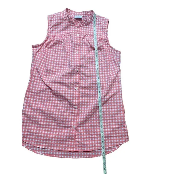 Columbia womens coral white checkered sleeveless blouse size M‎ - Image 3