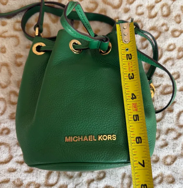 Michael Kors Bucket Bag Leather Mini Crossbody Esmerald Green Women's - Image 8