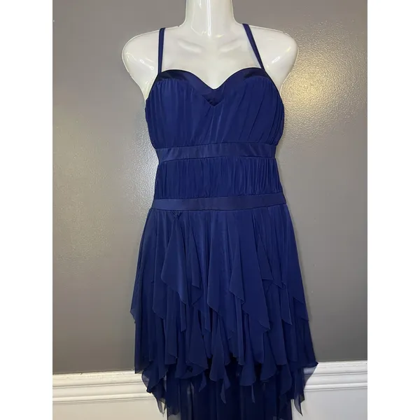 Kellé Dress Womens Medium Blue Sweetheart Ruffle Hanky Hem Hi-Low Formal - Image 2